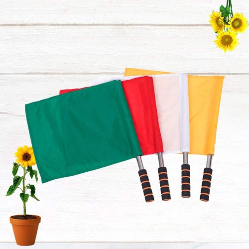 SEWACC 4 Pcs Referee Flag Stainless Flag with Sponge Handle Red Flag for Soccer Volleyball Football Competition Supplies (Yellow, Red, Green, White)