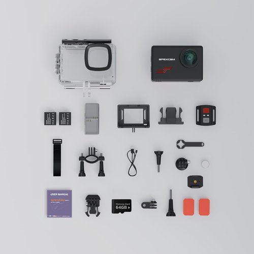 Apexcam Action Camera 4K Touch Screen, 131FT Waterproof Camera Underwater, 60FPS 64MP Sports Camera Helmet for Vlog, 170 ° WiFi Camcorder, 8X Zoom, Remote Control, 64GB Card,Mount Accessories