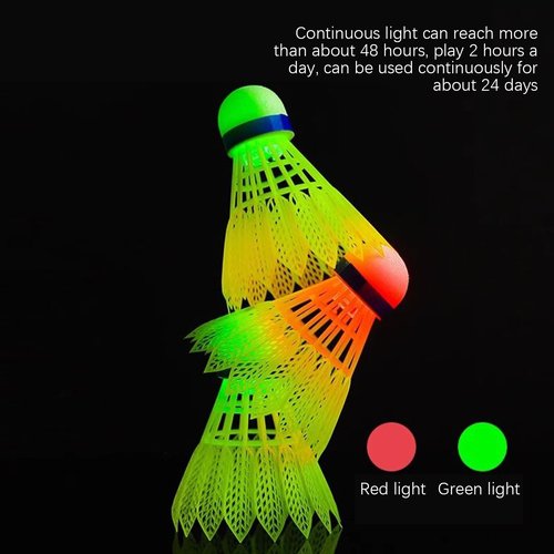 Badminton Ball - Light Up Shuttlecock - Baseball Batting Practice Training | High-Visibility Windproof Training Badminton Ball Set of 4 for Park Gym School Family Game