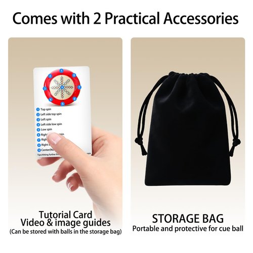 LitoRC Billiards Training Cue Ball with Instructions and Storage Bag 2-1/4'' for American Eight Ball Billiards Pool Cue Ball Pool Table Accessories for Beginners and Professionals