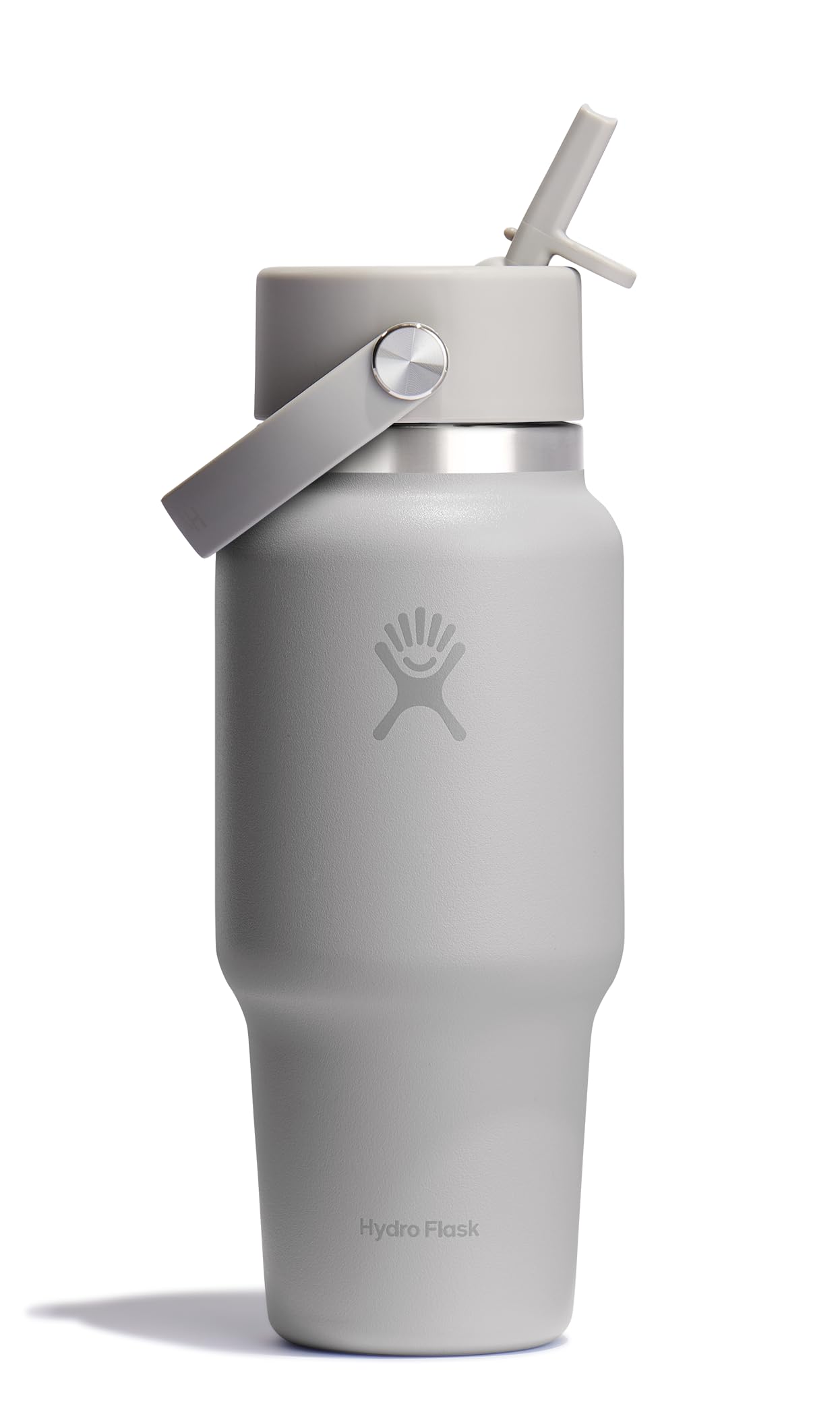 Hydro Flask Travel Water Bottle - Insulated Stainless Steel - Wide Straw Lid, Non Spill, Leakproof in 24 Oz Birch Gray