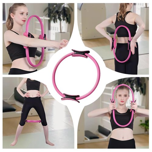 Pilates Ring and Ball Set, 6 Pcs Home Pilates Kit with 13” Circle Circle Yoga Ring 3 Resistance Bands 9.8” Pilates Ball Pilates Grip Socks, Pilates Essential Kit for Women Girl Home Workouts (6 PCS)