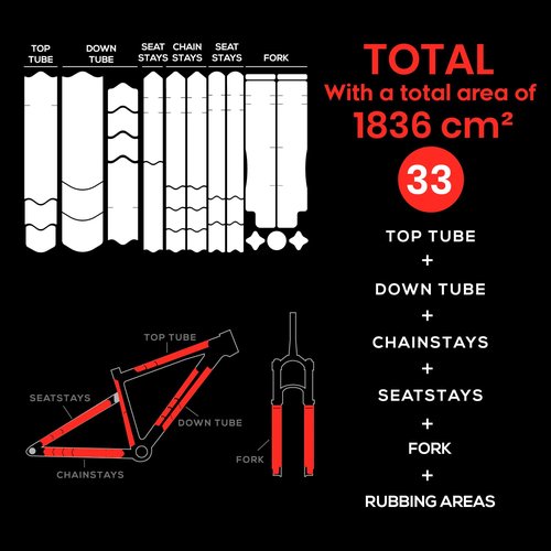 Chooee Mountain Bike Frame Protection Kit,33 Pieces MTB Bicycle Frame Protector Decals-Frame Protection Wrap Film for Upper/Lower Tubes, Chainstay,Cable Wear,Protect Bike from Scratches and Dings.