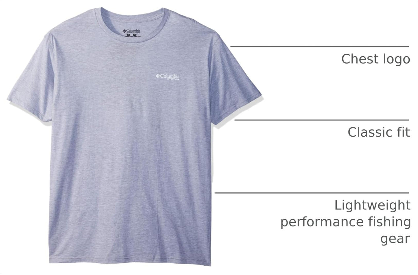 Columbia Apparel Men's PFG Graphic T-Shirt Shirt, Grey Heather/Nation, Large