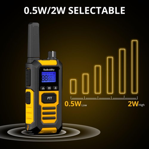 Radioddity HD-1 IP67 Heavy Duty Walkie Talkies, Waterproof Dustproof Shockproof Long Range Two Way Radio with One-Key Group Call, Vibrate Alert, SOS, Dual PTT, Base & USB-C Charing, 4 Packs