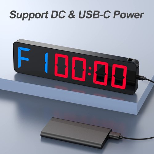 Gym Timer 15"Large LED Display Wall Clock | Gym Interval Workout | Count Down & Up | Stopwatch | Adjustable Buzzer Volume | Upgraded Remote | Digital Timer for Fitness Home Garage Boxing Outdoor Sport