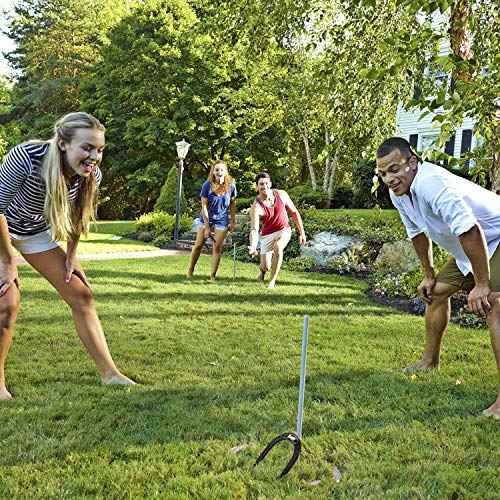 Franklin Sports Horseshoes Sets - Metal Horseshoe Game Sets for Adults + Kids - Official Weight Steel Horseshoes - Beach + Lawn Horseshoes Sets - Sets Include (4) Horseshoes and (2) Ground Stakes