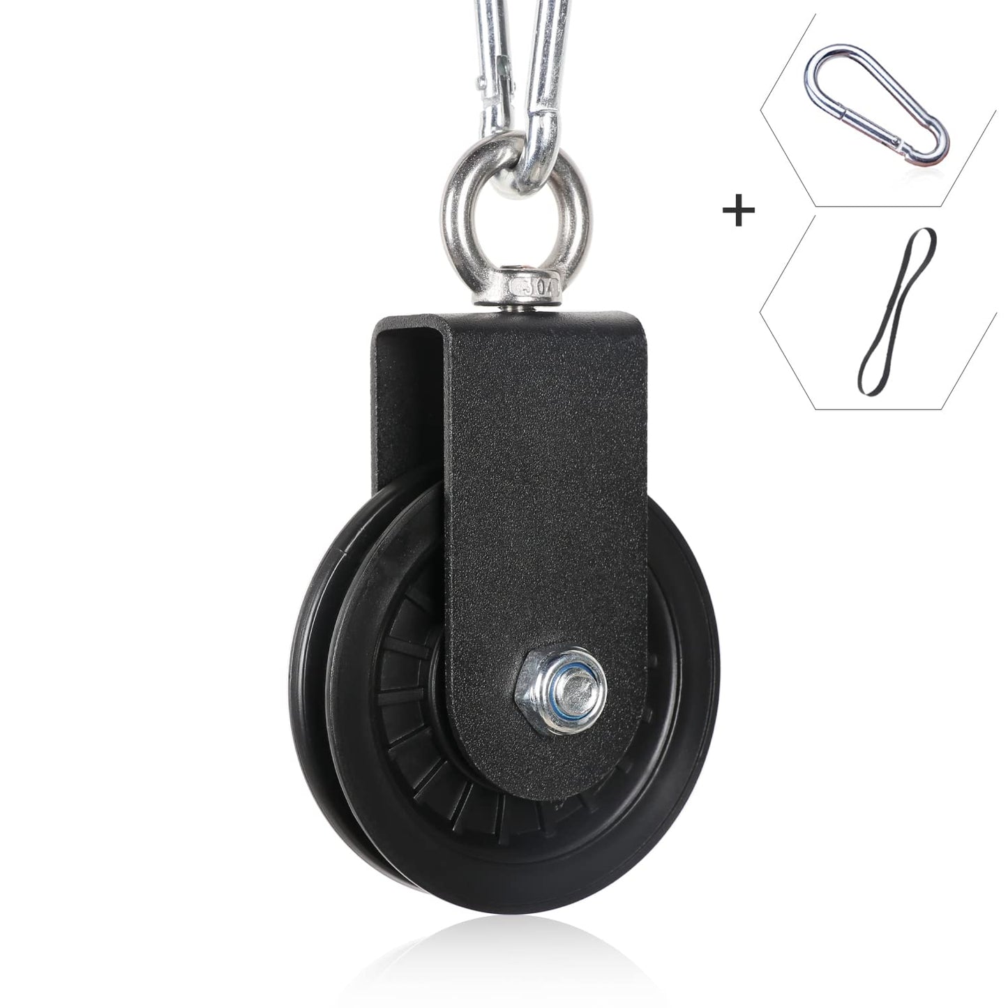 SYL Fitness Cable Pulley, 3.54in/90mm Silent Stainless Pulley Wheel for Gym Pulley System, Gym Equipment, DIY Home Projects, Lifting Blocks