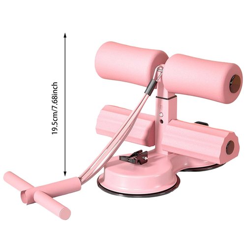 Sit Up Bar Foot Holder with Resistance Band for Home Gym Adjustable Height Dual Suction Cups Abdominal Core Training Exercise Equipment (Black)