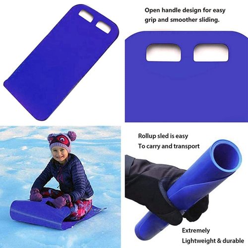 Xweptuy Snow Carpet Sled, Roll Up Flying Carpet Sled, Lightweight Snow Sledge Portable Rolling Slider for Children Adult, 53x18 Inches (Blue) &
