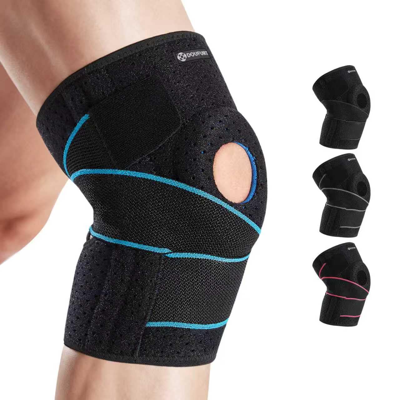 DOUFURT Knee Brace for Men & Women, Side Stabilizers & Patella Gel Pads
