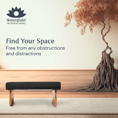 Waterglider International Meditation Bench (Zen Black), Seiza, Sustainable Acacia Wood with Curved Bottom Edges for The Perfect Posture, Meditation Stool, Prayer Bench, Meditation Chair, Yoga Stool