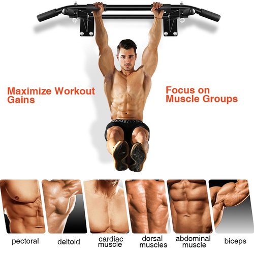 Wall-Mounted Pull-Up Bar – Drill Installation, Home Gym Equipment for Indoor Fitness, Chin-Up Bar for Strength Training, Spine Stretching & Inverted Workouts