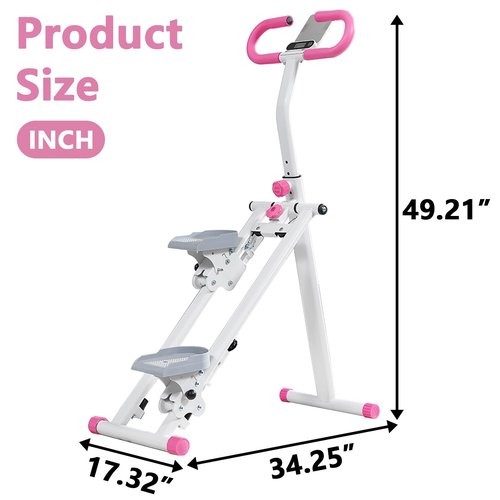 Stair Stepper for Home Gym Folding Vertical Climber Cardio Exercise Machine for Full Body Workout Machine, Adjustable Handlebar & Pedals, 300LBS Load (Pink)