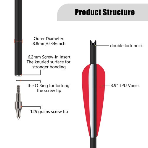 NorthSpoor 24Pcs 18 Inch Crossbow Bolt,Hunting Carbon Arrows for Outdoor Target Practice