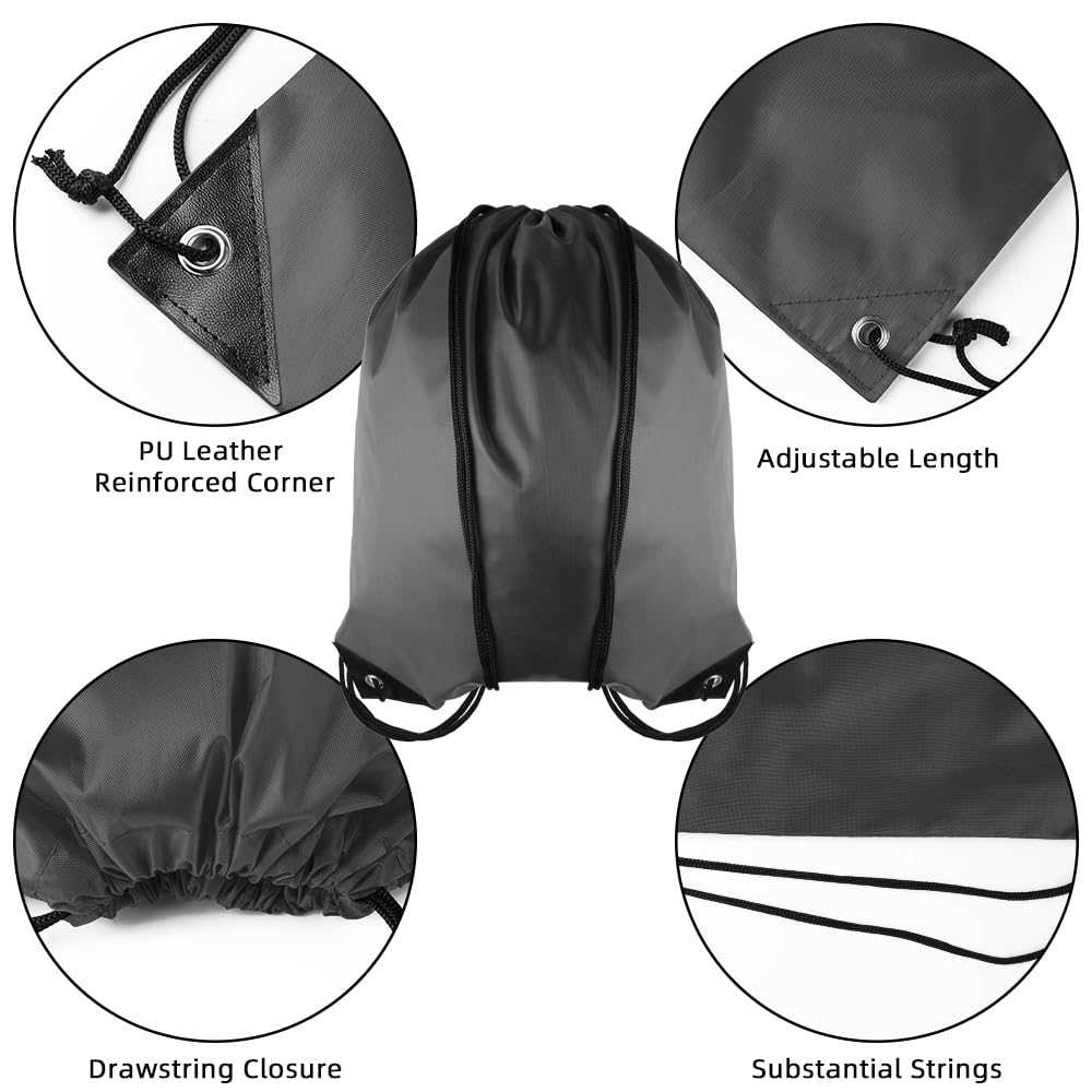 GoodtoU Drawstring Bags, Drawstring Nylon Backpack Draw String Bags Pack Bulk Cinch Sack for Sport, Traveling, Team (60Pcs, Grey)