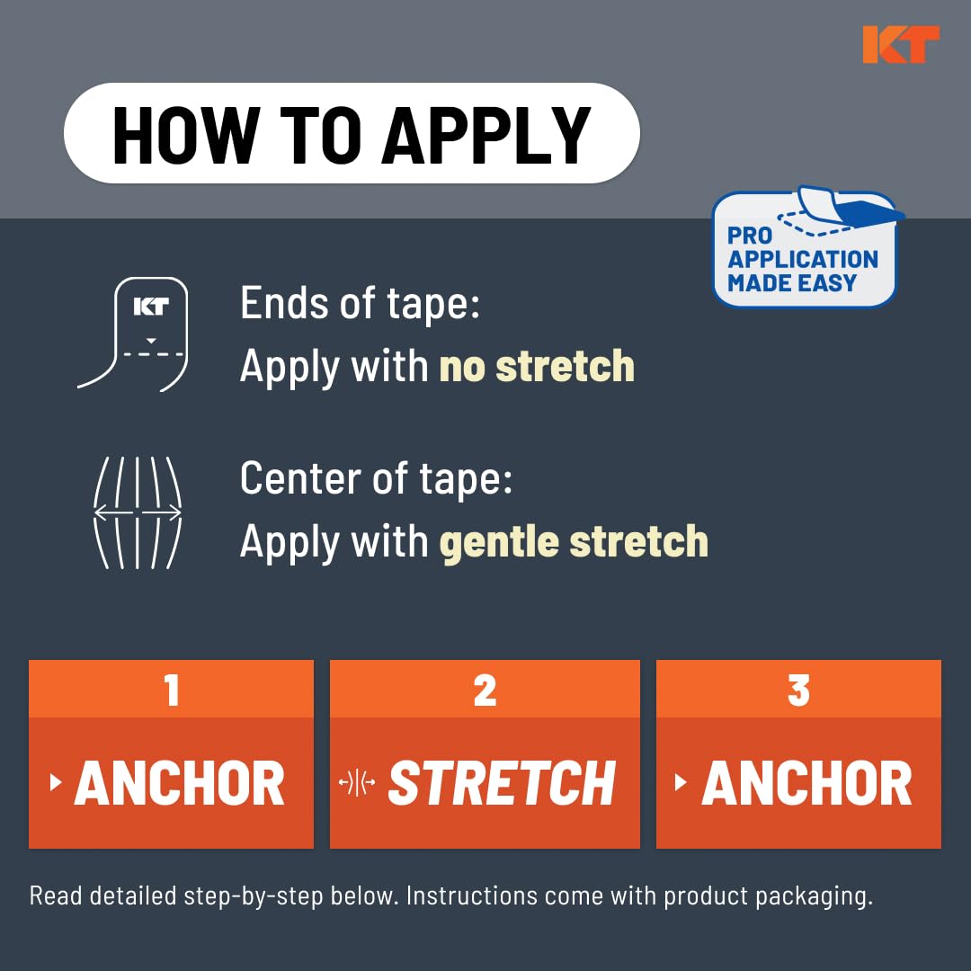 KT Tape, Original Cotton, Elastic Kinesiology Athletic Tape, 20 Count, 10” Precut Strips, Blue