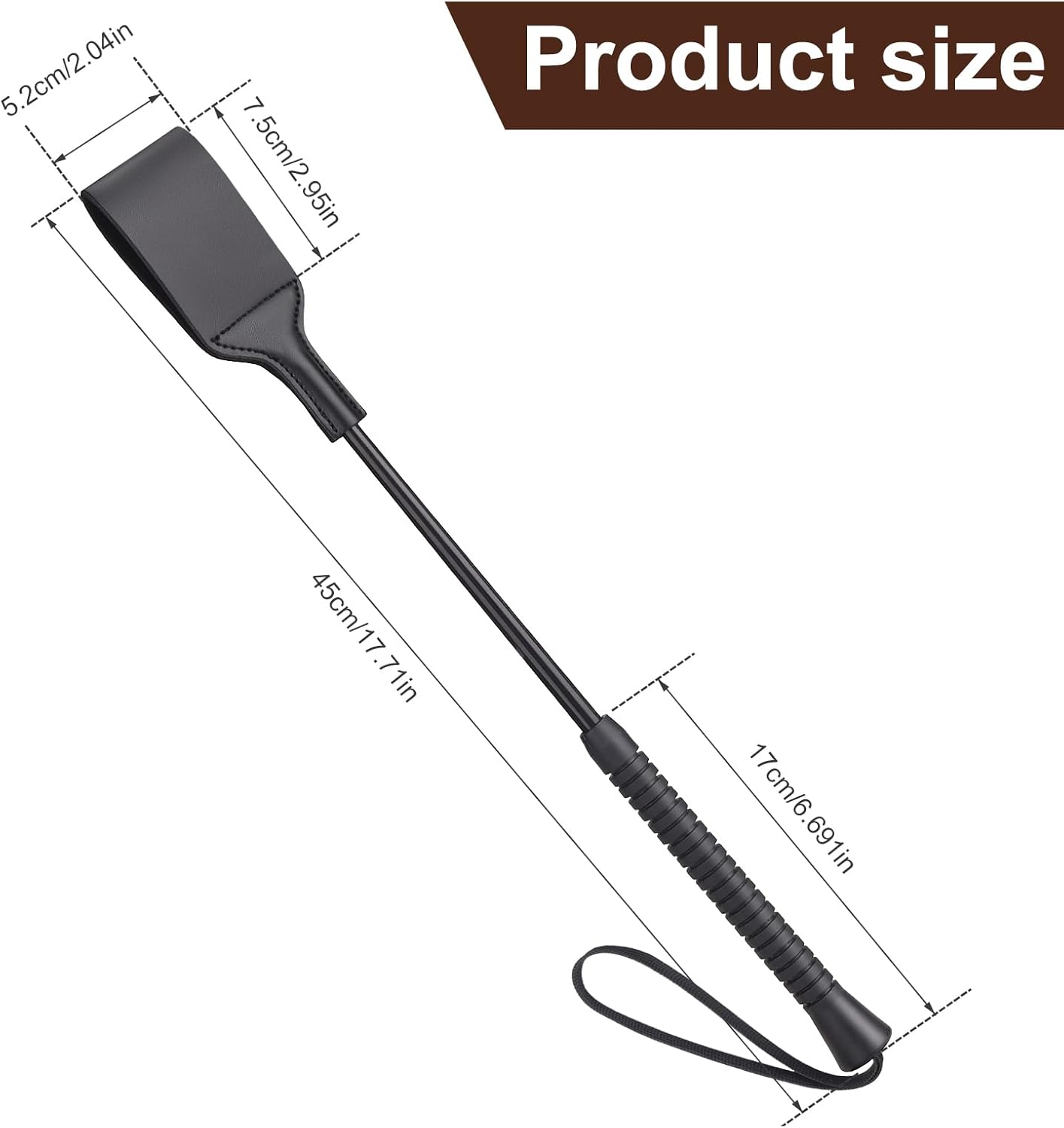18 Inch Horse Whip, Premium Riding Crop Horse Whip for Equestrian Sports,Black, with Non-Slip Handles
