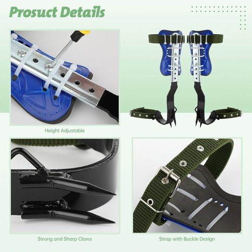 Homaisson Tree Climbing Spikes Set, Adjustable Tree Climbing Spikes, Portable Tree Climbing Gears with Safety Belt, Climbing Tool for Hunting Observation, Fruit Picking