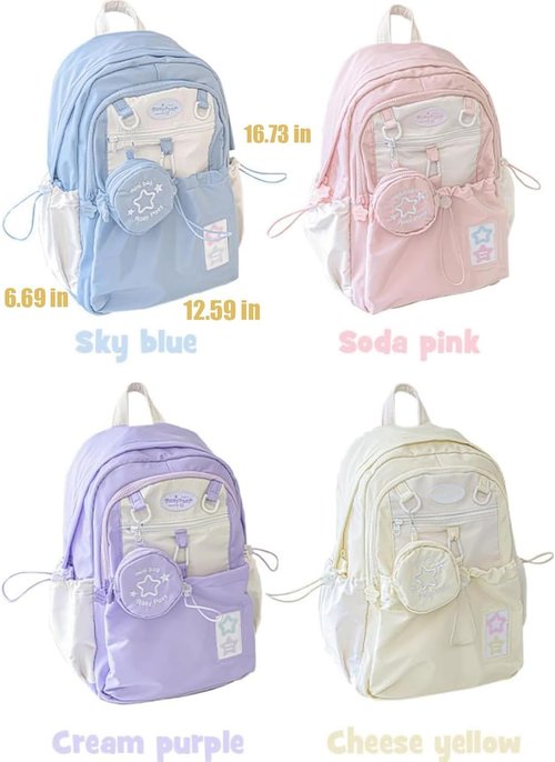 EARFORU Rosy Posy Backpack, Rosyposy Soft Setting Cream Star Drawstring Backpack, Comfortable, Large Capacity, Durable Waterproof (Sky Blue)