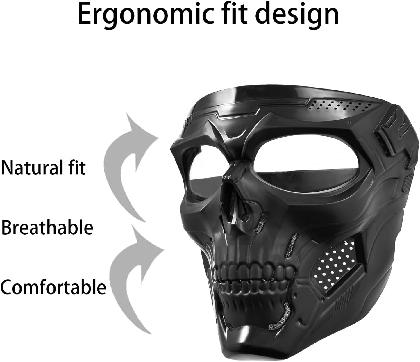 2PCS Airsoft Mask Paintball Mask Full Face Tactical Mask Suitable for CS Survival Games Shooting Cosplay Movie Halloween Skull Mask