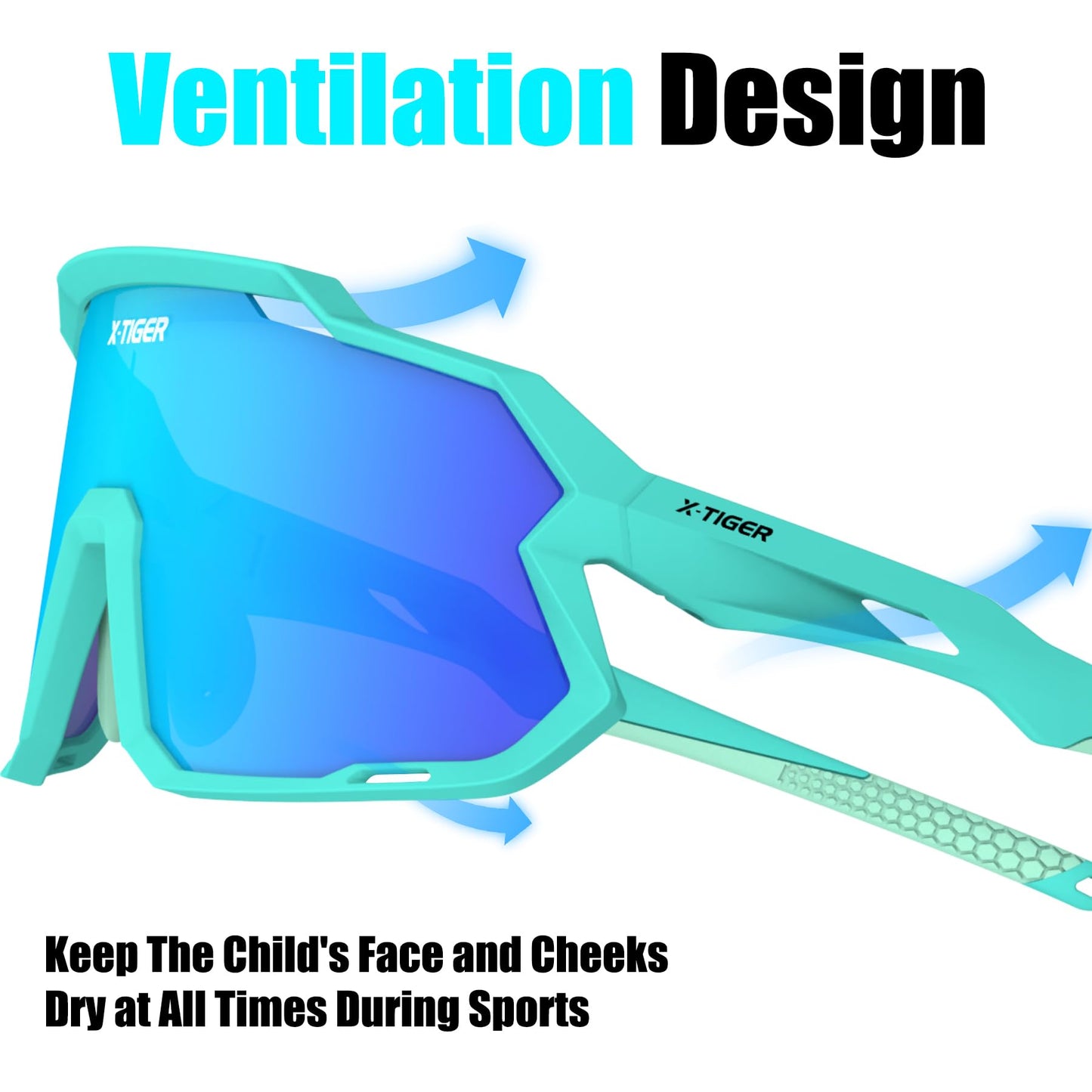 X-TIGER Kids Sunglasses Polarized Youth Baseball Sunglasses for 8-14 boys girls UV400 Sports Softball Cycling Glasses