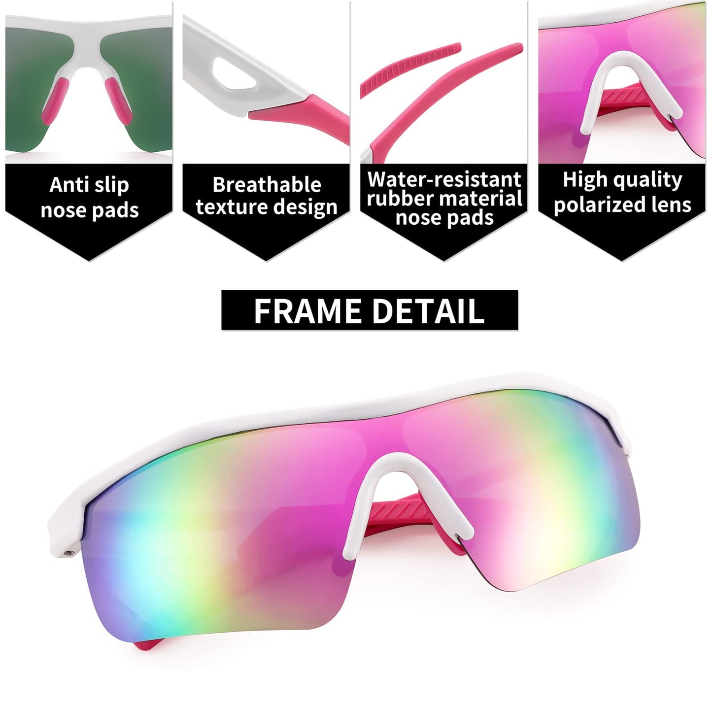 FEISEDY 2Pack Kids Teens Baseball Polarized Sunglasses Sports TR90 Frame Boys Girls Cycling B2454