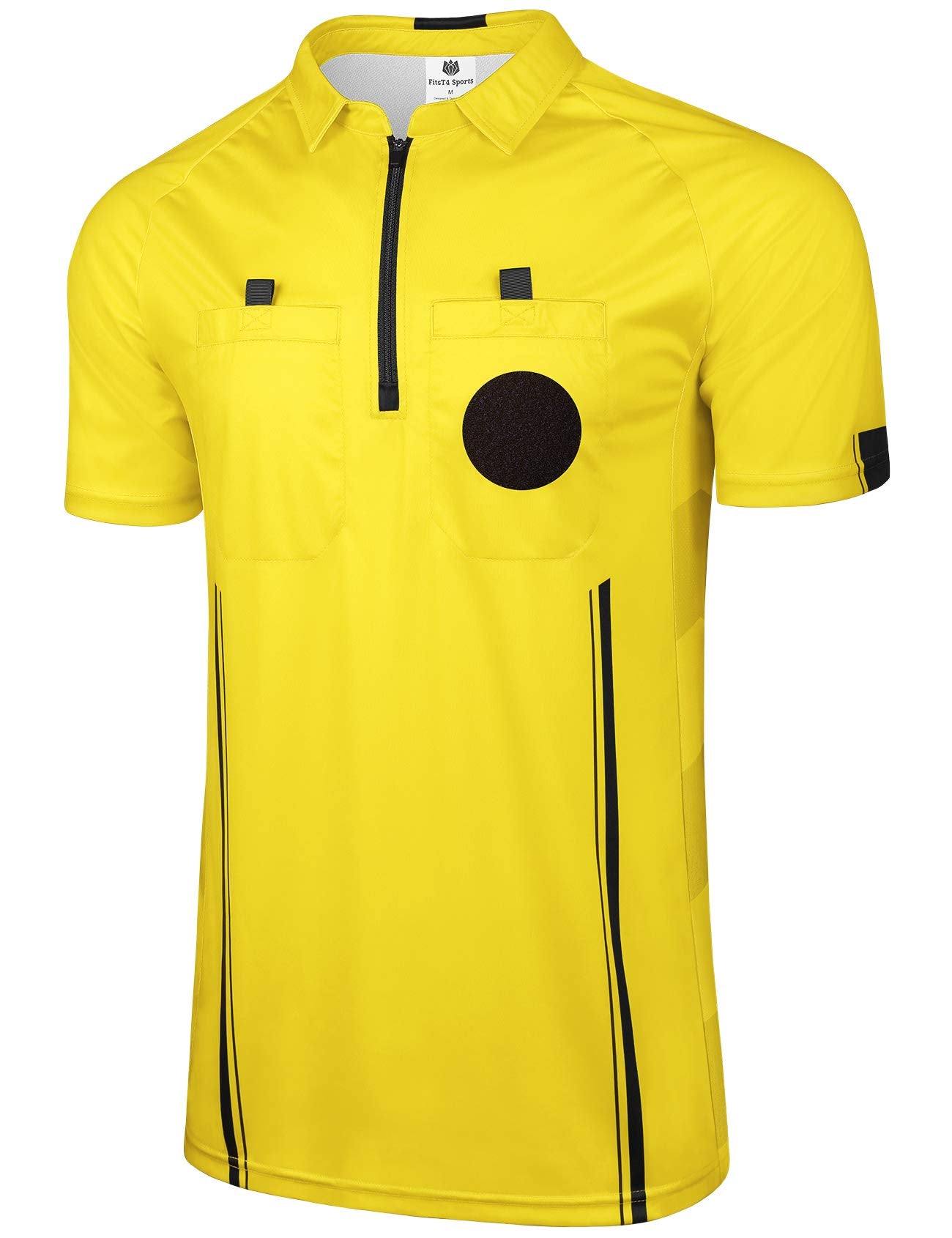 FitsT4 Sports Pro Soccer Referee Jersey Short Sleeve Ref Shirts Yellow 3X-Large