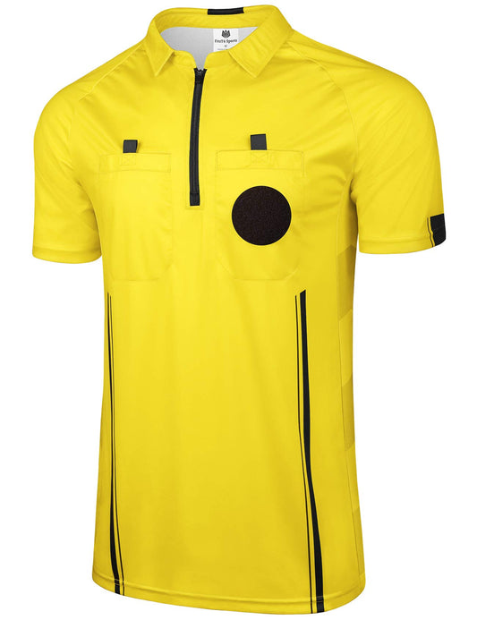 FitsT4 Sports Pro Soccer Referee Jersey Short Sleeve Ref Shirts Yellow Medium