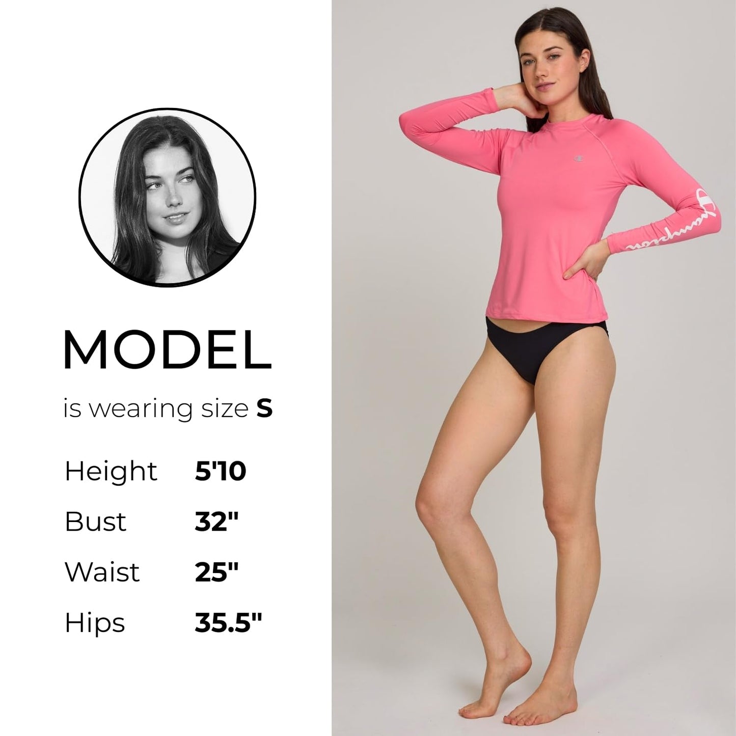 Champion Rash Guard for Women, Womens Rash Guard Long Sleeve Shirts, Rashguard Swim Shirt Women UPF 50+ SPF & UV Protection Pink