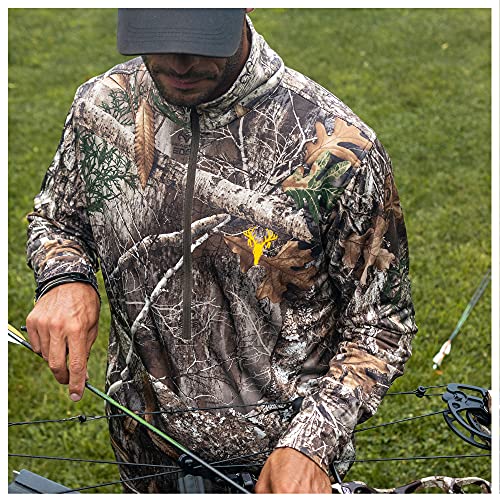 Men’s Camo Zip Performance Shirt - Large Realtree Edge, Midweight Hunting & Fishing