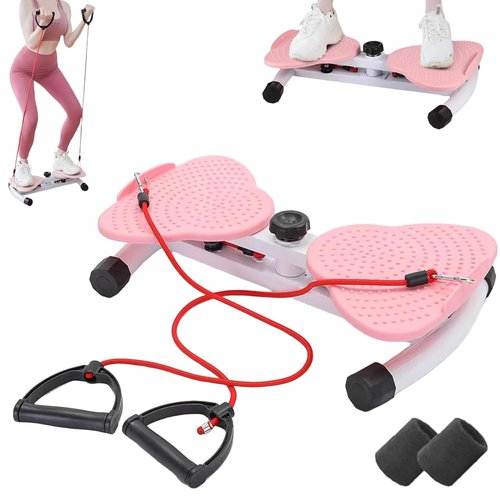 Flexforge Pilates Twister,Core Trainer - Full Body Workout Waist Twisting Machine,With Resistance Bands For Women Men Small Fitness Ab Workout Equipment (Pink)