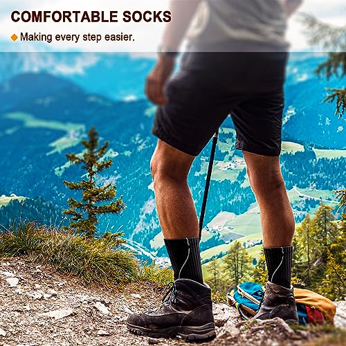 Men's Athletic Compression Crew Socks - 6 Pack for Running & Gym