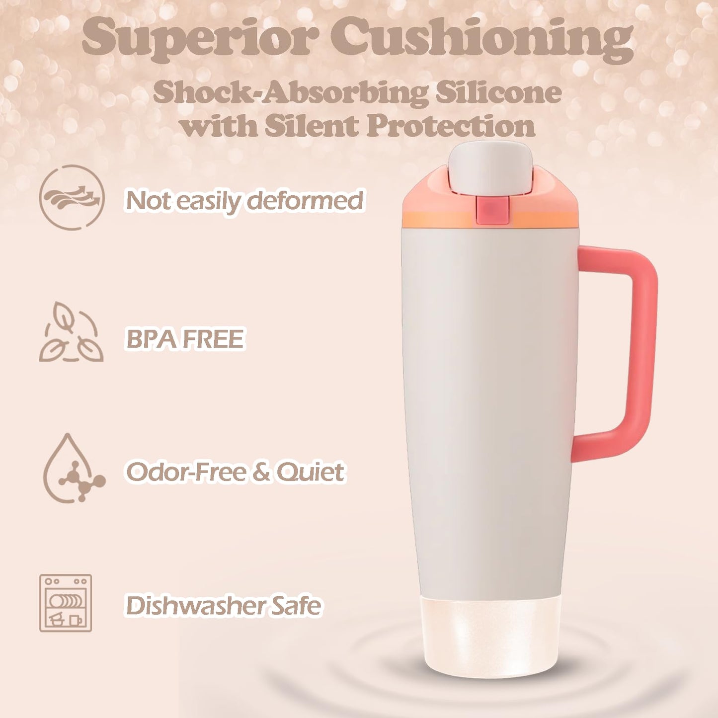 Glossy Gradient Silicone Boot for Owala 30 40 oz FreeSip Sway & Tumbler, Chameleon Metallic Glitter Bottom Bumper Cover, Anti-Slip Sleeve for Water Bottle Accessories, BPA-Free (Sparkling Sherbet)