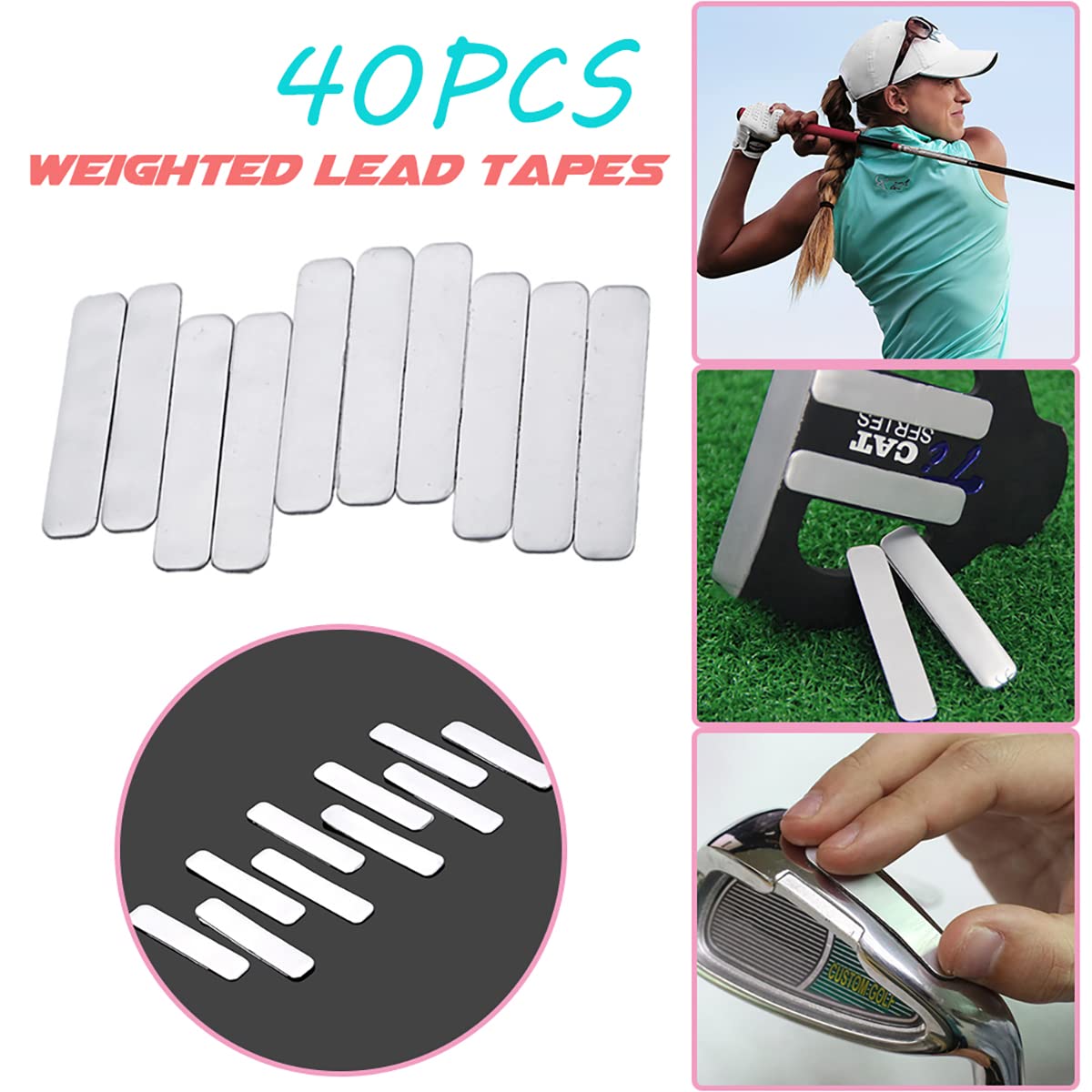 ZLY 40 PC Golf Lead Tape for Golf Clubs,Golf Strips Weighted Tape,Adhesive Add Weight Lead Tape Thickness,for Golf Club Tennis Racket Adjust Weight (Sliver)