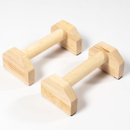 Trlakepreble Wooden Parallettes Push Up Bars, Anti-Slip Push-Up Handles, Mini Handle Pumps, Dip Station Dip Bar, Handstand Bars for Calisthenics and Fitness（log）