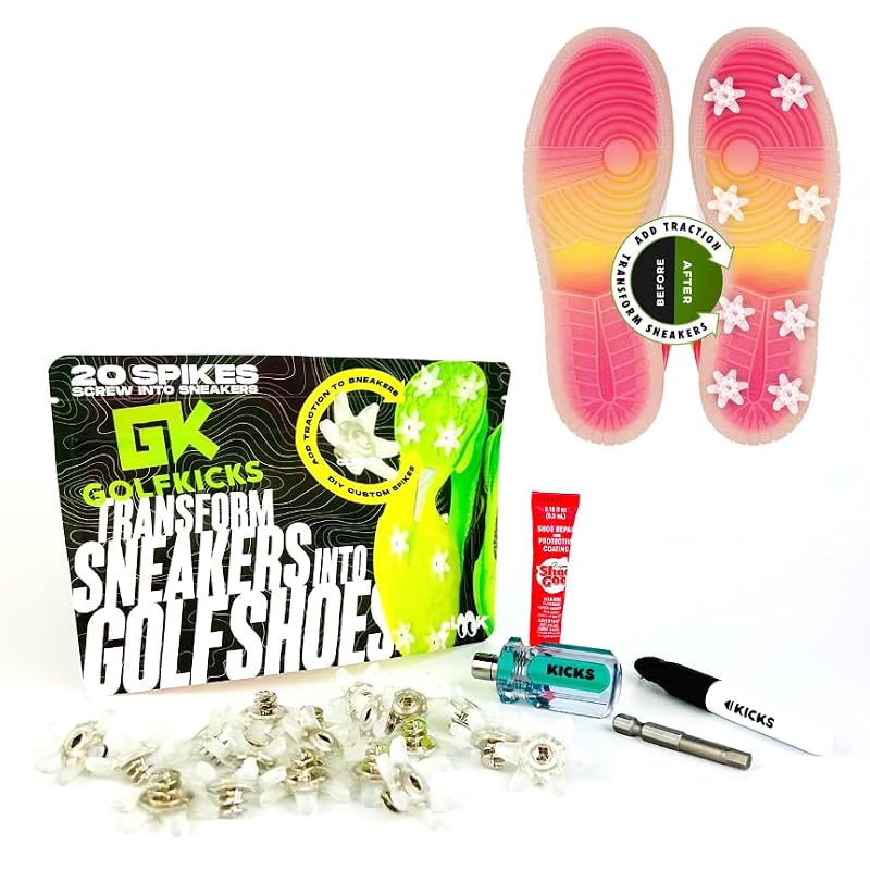 Golf Shoe DIY Cleats Kit - Convert Sneakers into Golf Shoes with Traction Spikes
