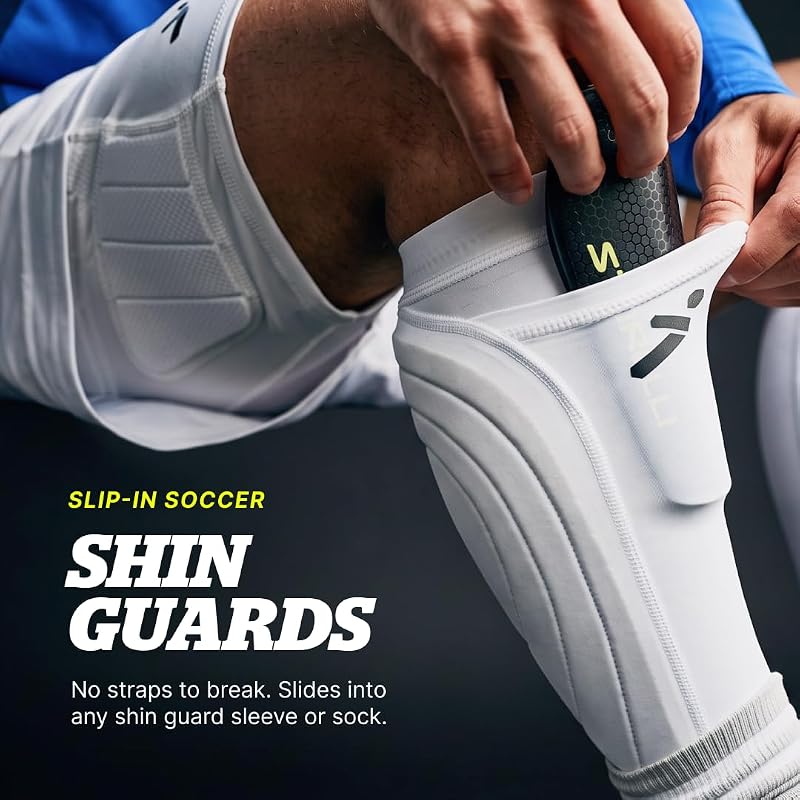Storelli Slip-In Soccer Shin Guards for Adults, Youth & Kids - Black, Large