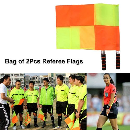 Referee flag, 2 Pcs Stainless Steel Rod Sponge Handle Linesman flags with Bag for Sports Match Soccer Outdoor Competition