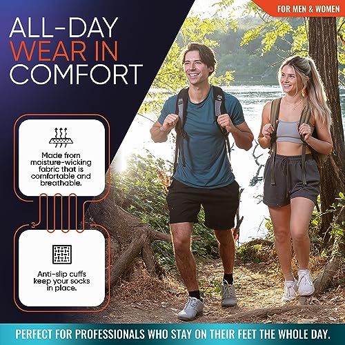 PhysFlex Black Medium Compression Ankle Socks 2 Pack - Foot Support for Pain Relief
