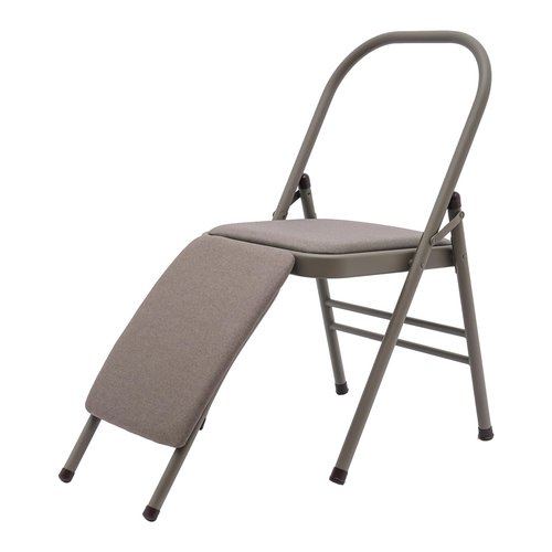 WoopJeem Yoga Auxiliary Chair, Foldable Yoga Chair with Lumbar Back Support, Balance Handstand Training Tool, Portable Practice Balance Equipment for Yoga Studio, Home Fitness, Outdoor Space (Grey)