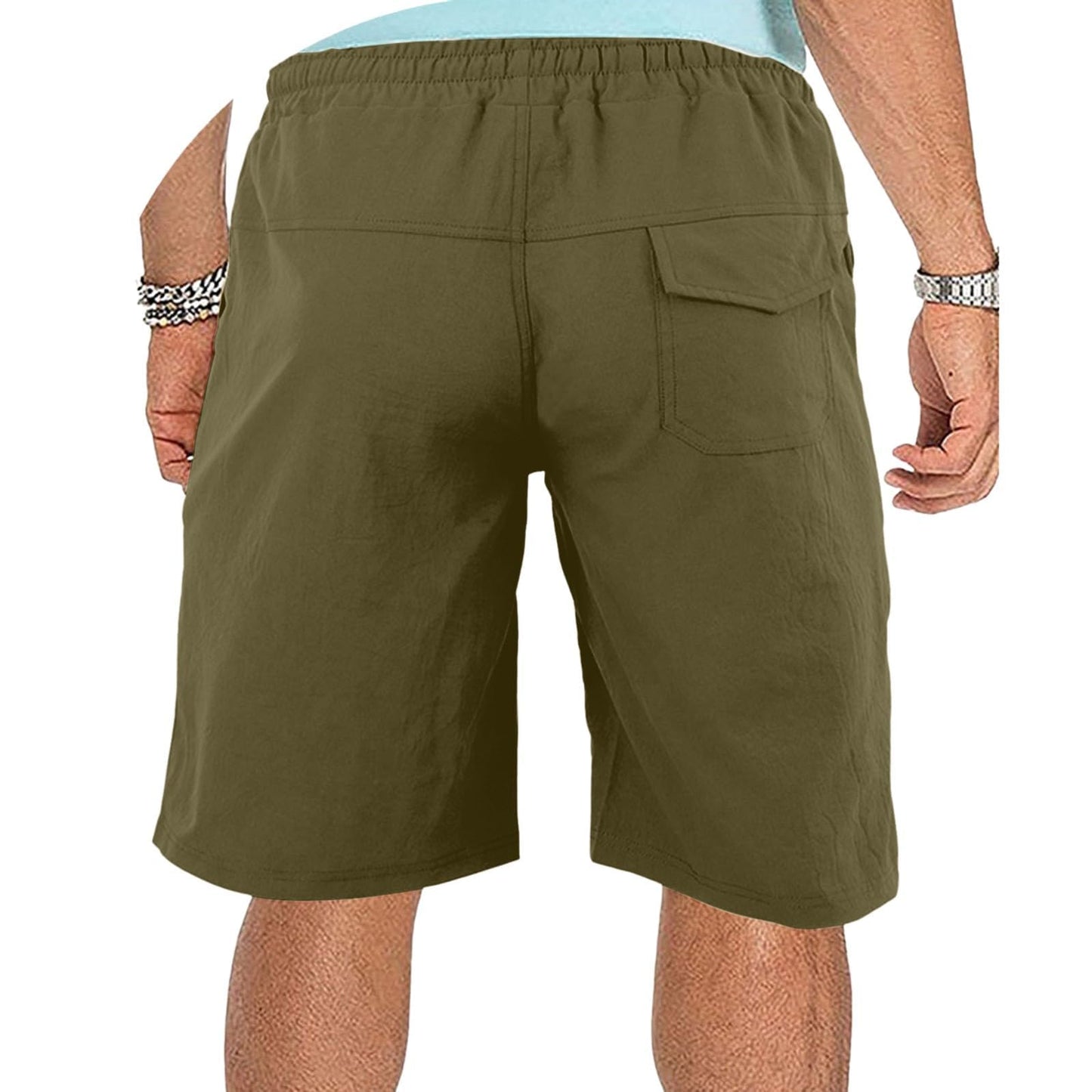 ZOCANIA Cargo Shorts Drawstring Elastic Waist Lightweight Athletic Shorts Quick Drying Casual Short Pants with Pockets Green