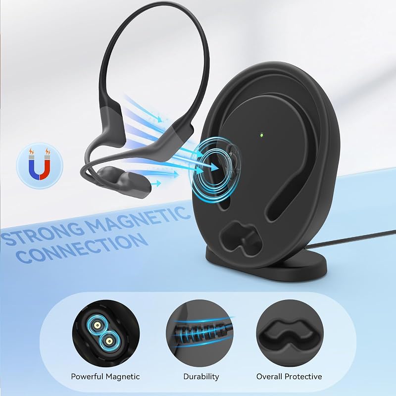 Wireless Charging Dock for Shokz OpenRun Pro & OpenRun – Stand + Magnetic Cable