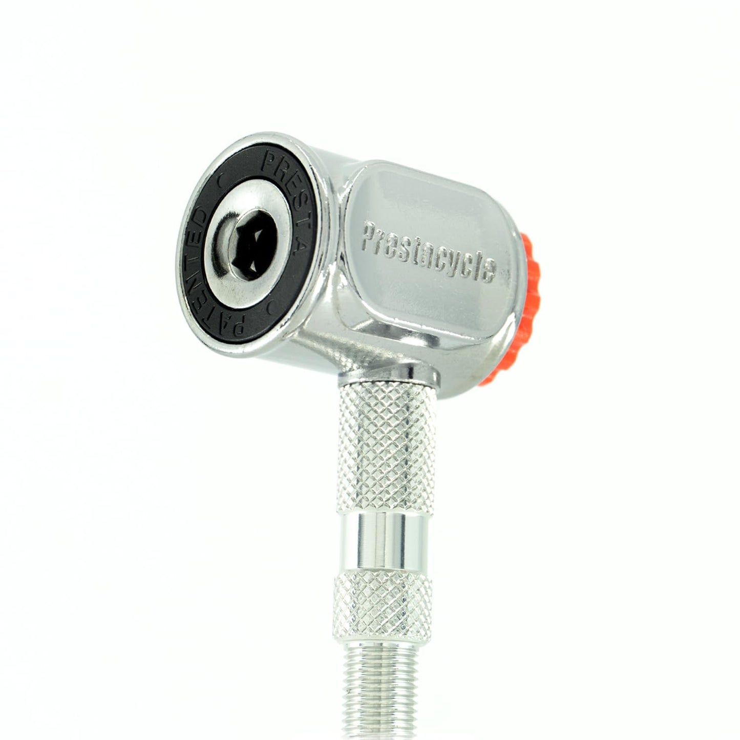 Prestacycle Pro Presta Head – Auto-Lock Bicycle Tire Pump Head for Tubeless & Presta Valves, 90° Steel Design, Presta Valve Pump, Presta Adapter, Compatible with Prestaflator Pro & Premium Floor Pumps