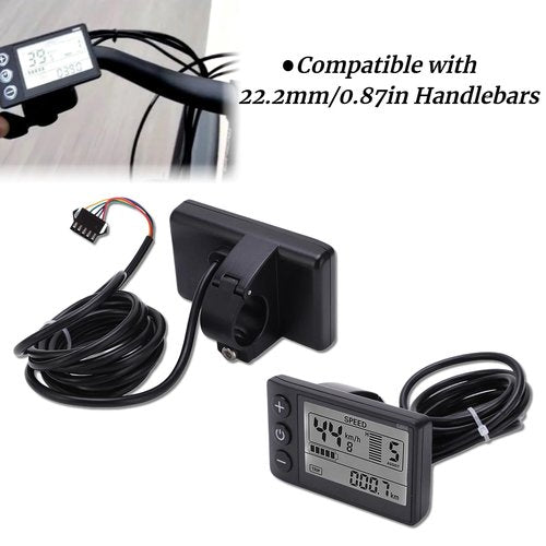 Electric LCD Display Meter, S866 LCD Display Meter, Speedometer Odometer, 24V 36V 48V Electric Scooter Control Panel with Plug for 22.2mm/0.9in Handlebars
