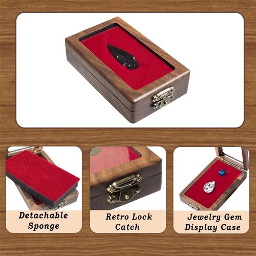 Arrowhead Display Case Arrowhead Shadow Box Handmade Small Wood Box Native American Arrowhead Display Box for Collectibles Military Coins Project Spear Crystal Stone