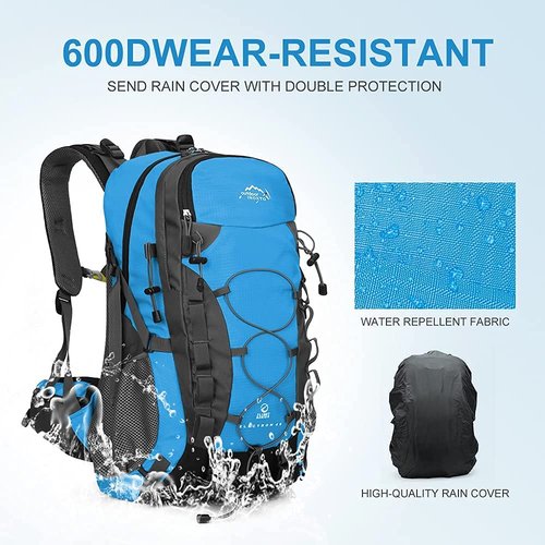 INOXTO lightweight Hiking Backpack 35L/40L Hiking Daypack with Waterproof Rain Cover Camping Backpack for Travel Camping Outdoor for Men and Women (35L Blue)