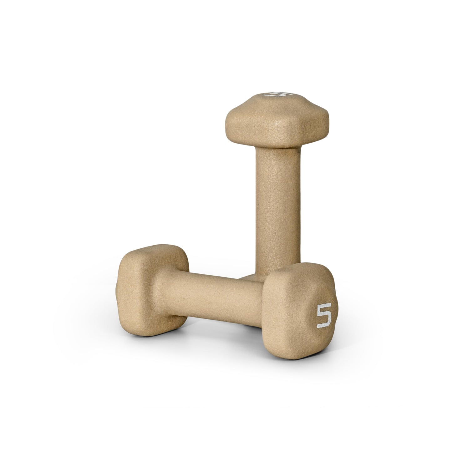 Tone Fitness 5 lb Neoprene Dumbbell Pair for Home Workouts – Non-Slip Design - Beige