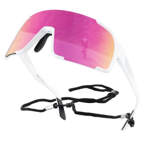 OULAIQI Baseball Sunglasses for Men Women,Sports Cycling Glasses for Running Driving Fishing Volleyball Mountain Bike Sunglasses with UV Protection (WHITE PINK)