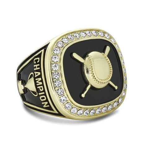 Express Medals 2025 Champion Baseball Trophy Ring in Size 7 with Award Display Stand Trophies Rings League Finalist Runner up